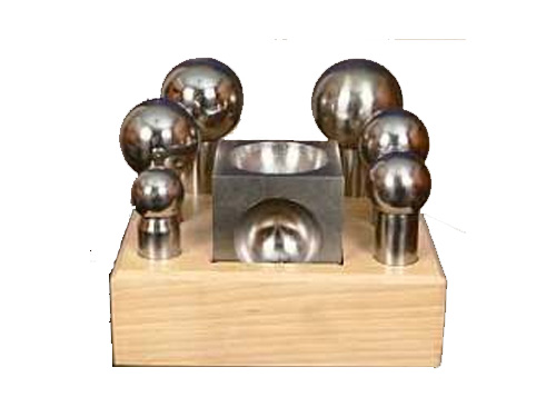 Dapping Punches Jumbo with Matched 3" x 3" Block on Wood Stand