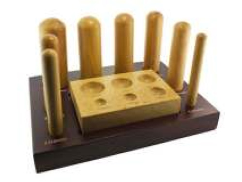 Wood Dapping Punches, Set of 8 with Block & Stand